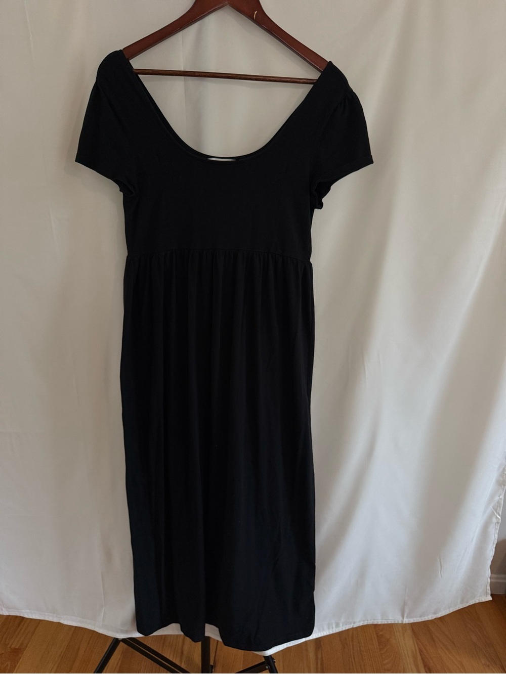 H&M Black Maternity Maxi Dress with Short Sleeves